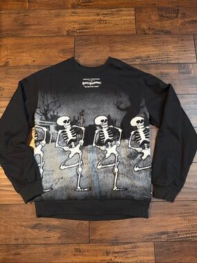 Disney Black Crewneck Sweatshirt with Dancing Skeletons